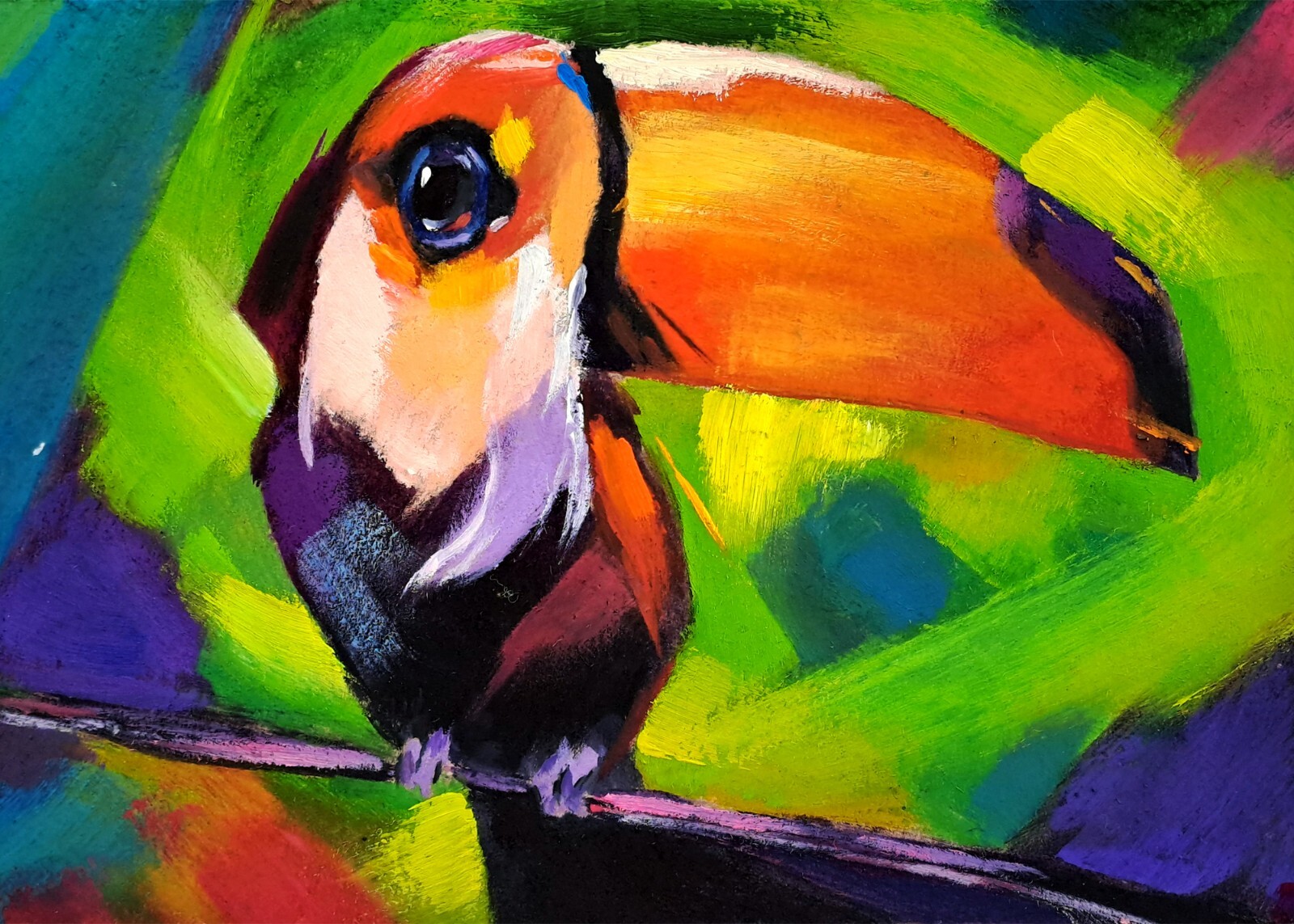 Toucan Painting Bird Original Art Toucan Bird Oil Painting Tropical Animal Art