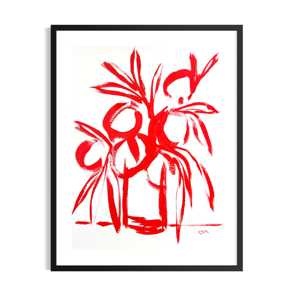 Original Abstract 9×12 Floral Painting Acrylic Minimalist Wall Art Living Room