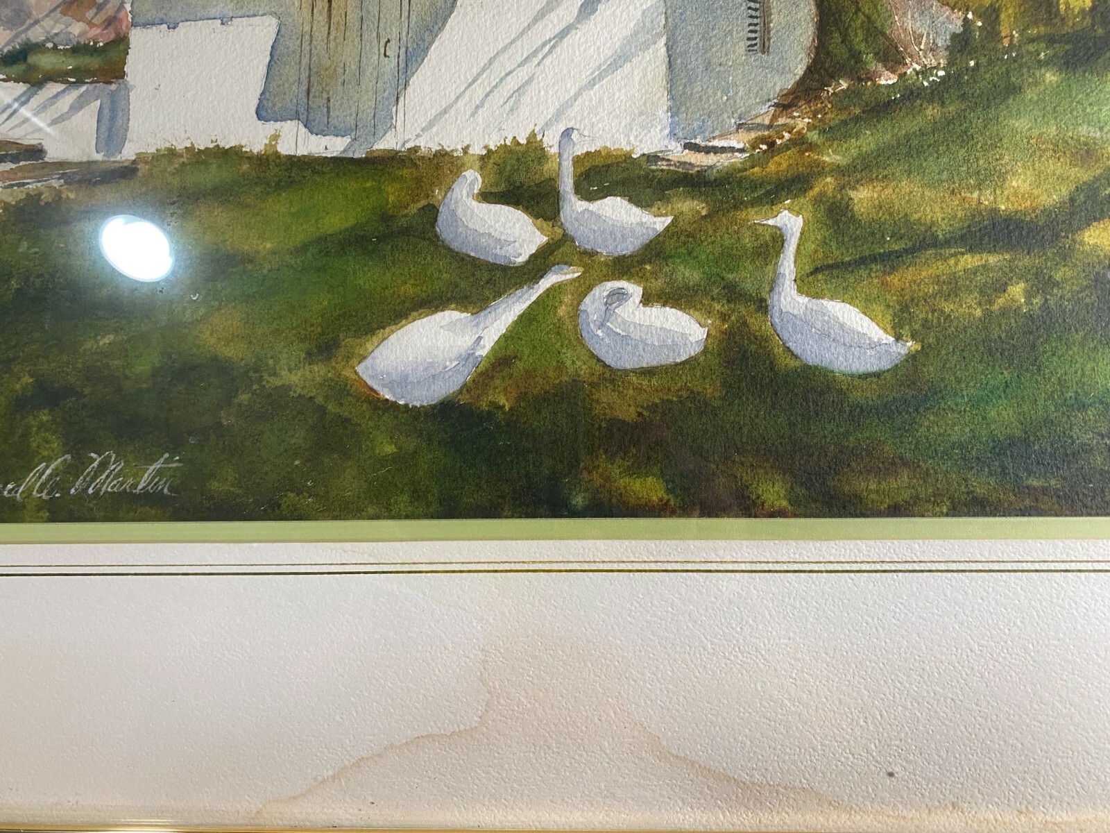 Edward A Martin «Spring House, Yellow Springs Road» Watercolor Painting -Framed