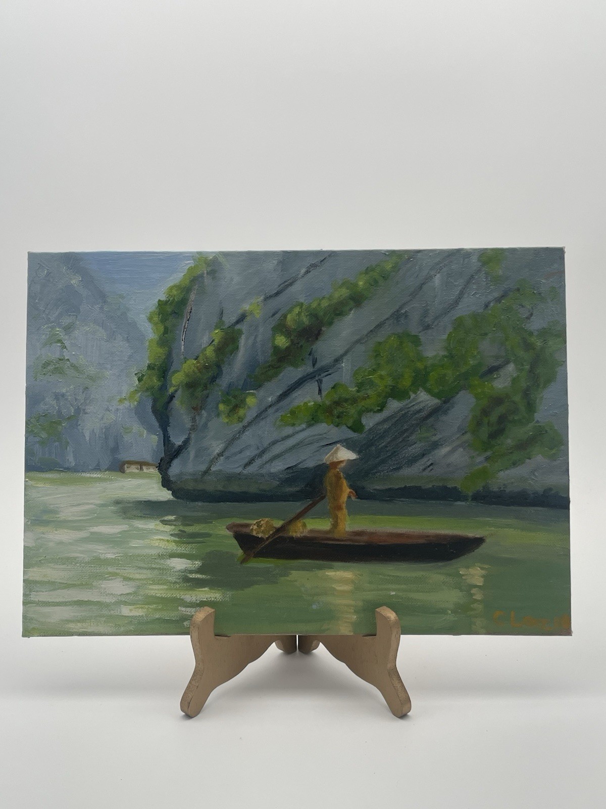 Christine Lazio Oil Painting Titled Floating Along 2017 Canvas Panel 10×14