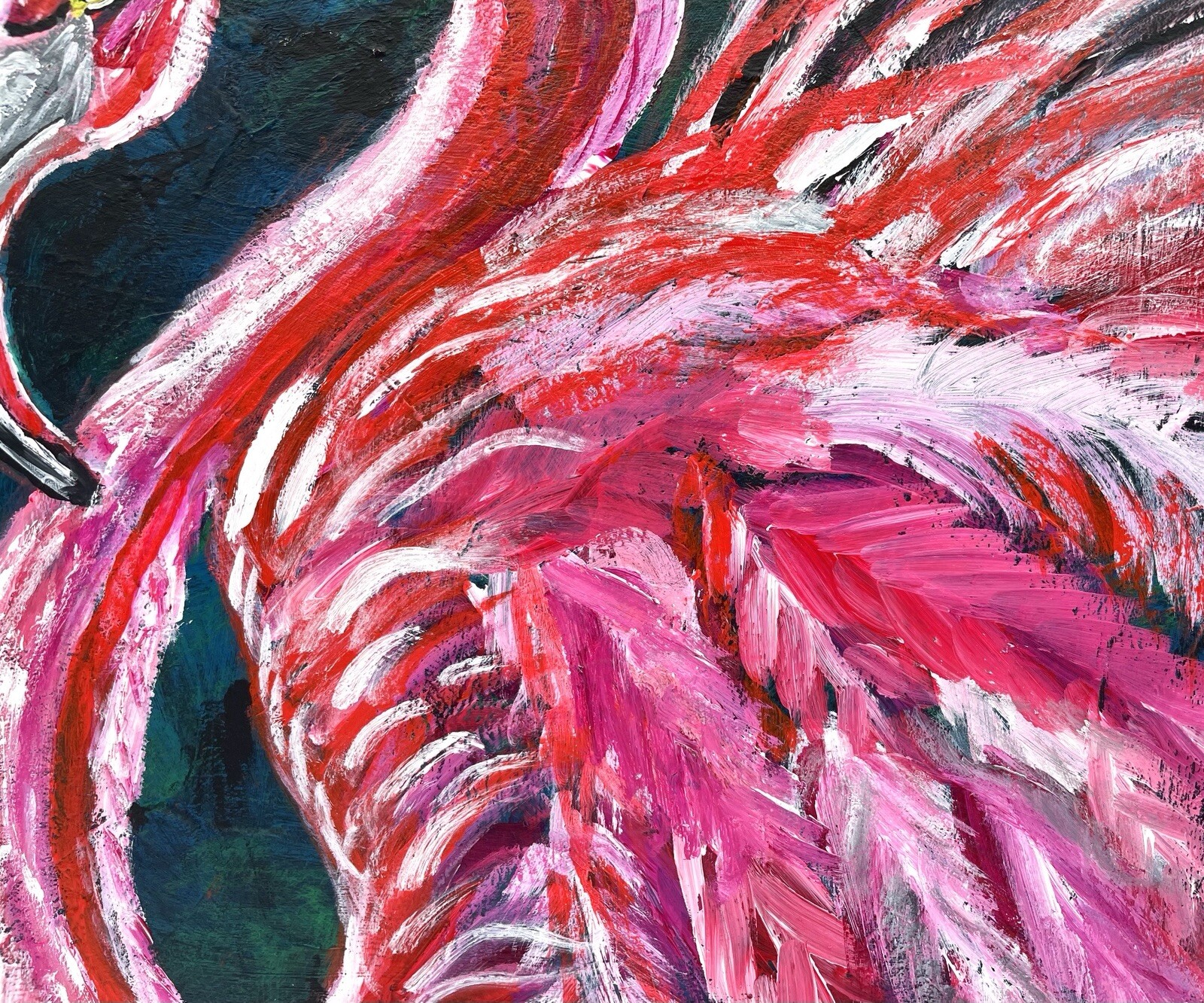 Flamenco Fire Flamingo Painting Original Acrylic Art Modern Coastal Home Decor