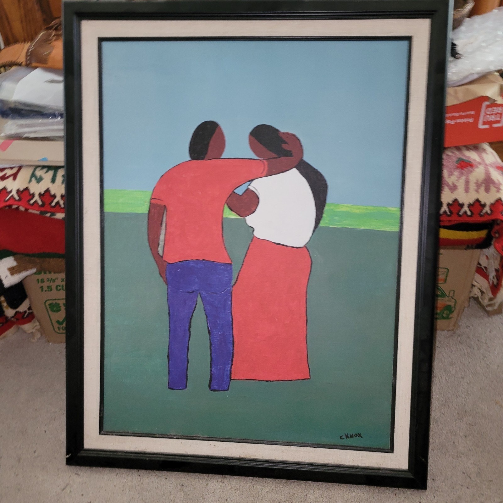 Signed C Knox «A Loving Couple» Acrylic on panel 28″ x 22″ Gorgeous!