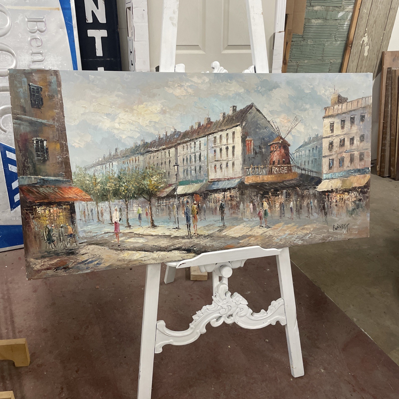 Caroline Burnett Fine Art Oil Painting ~Moulin Rouge Paris Scene~ 24×48”
