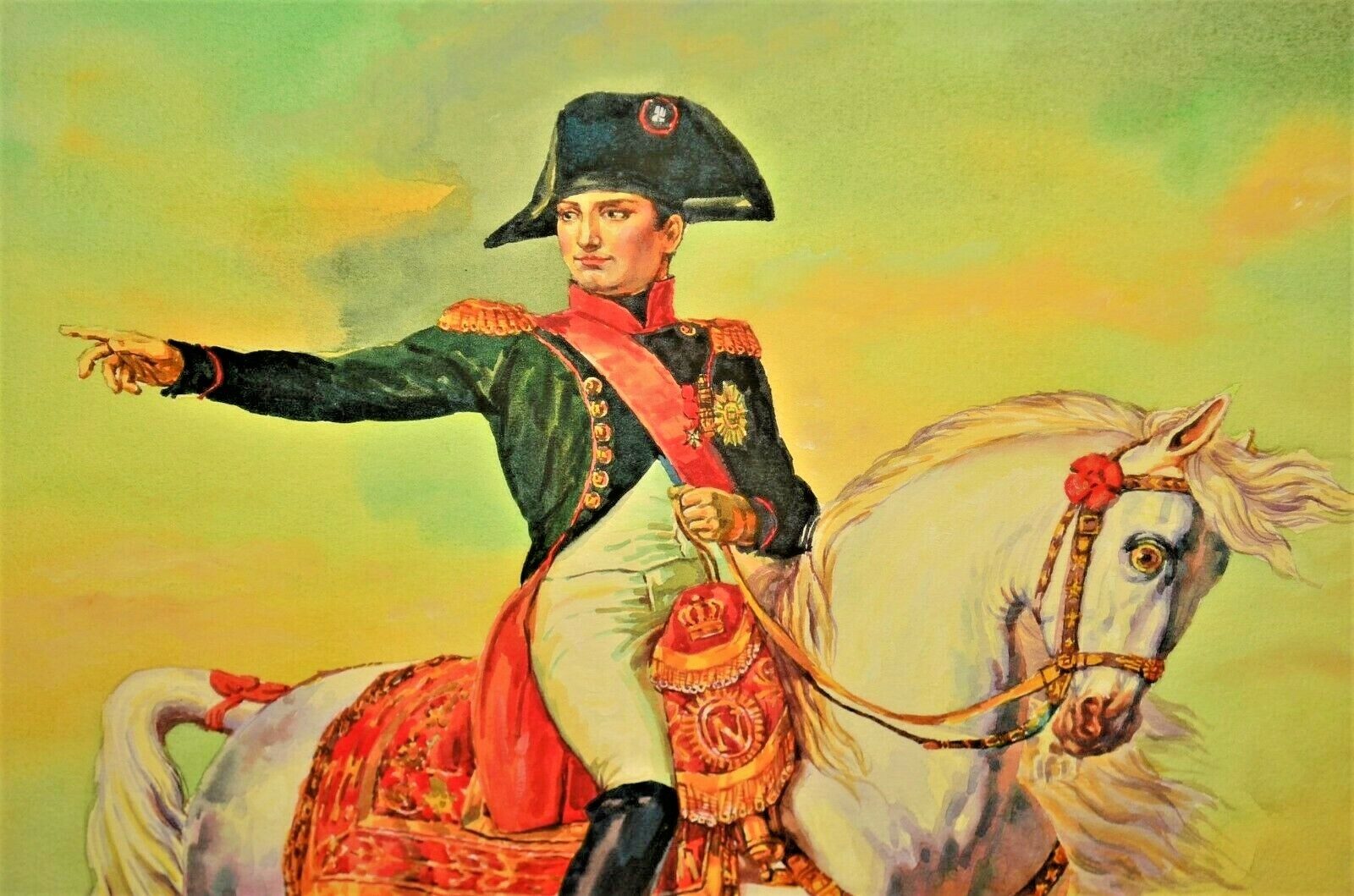 VICTOR GILBERT Original Signed Napoleon Portrait Landscape Watercolor Painting