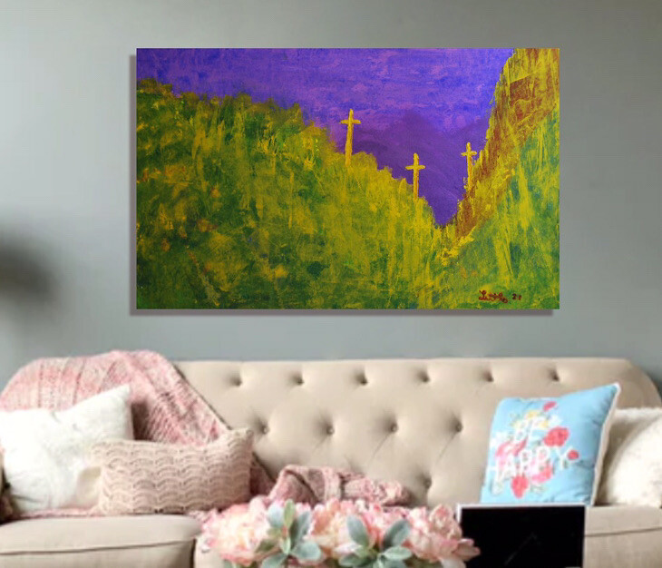 painting on canvas 39” X 62” Acrylic, Abstract, POP Art, giant