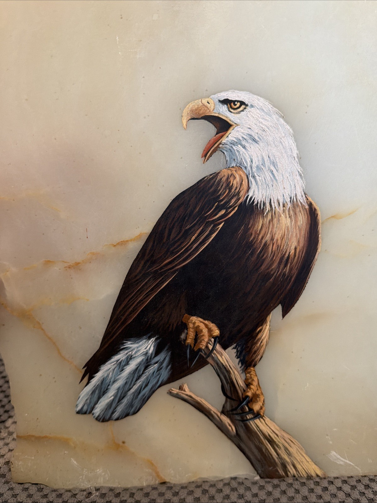 Eagle Hand Painted On Stone Slab