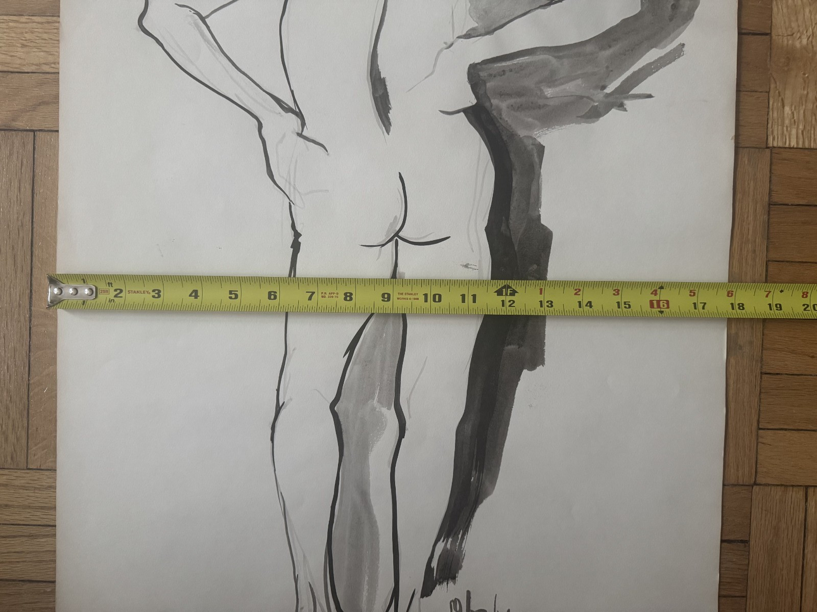 Vintage 1960s Watercolor Figure Study Man Woman 18 x 23 OOAK Dated