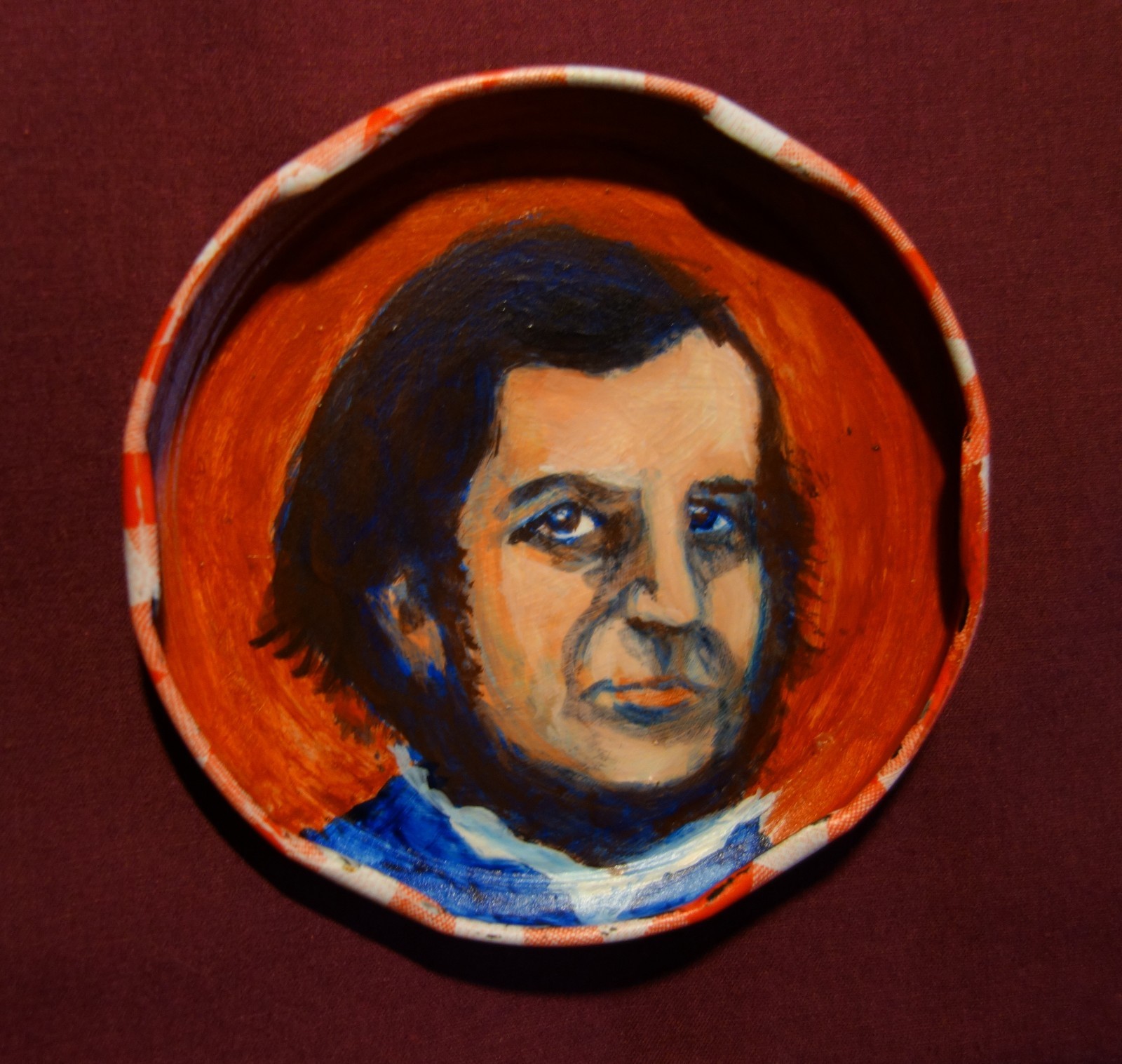 Sheridan LeFanu, Jam Jar Lid Portrait, Literary, Outsider Folk Art by PETER ORR