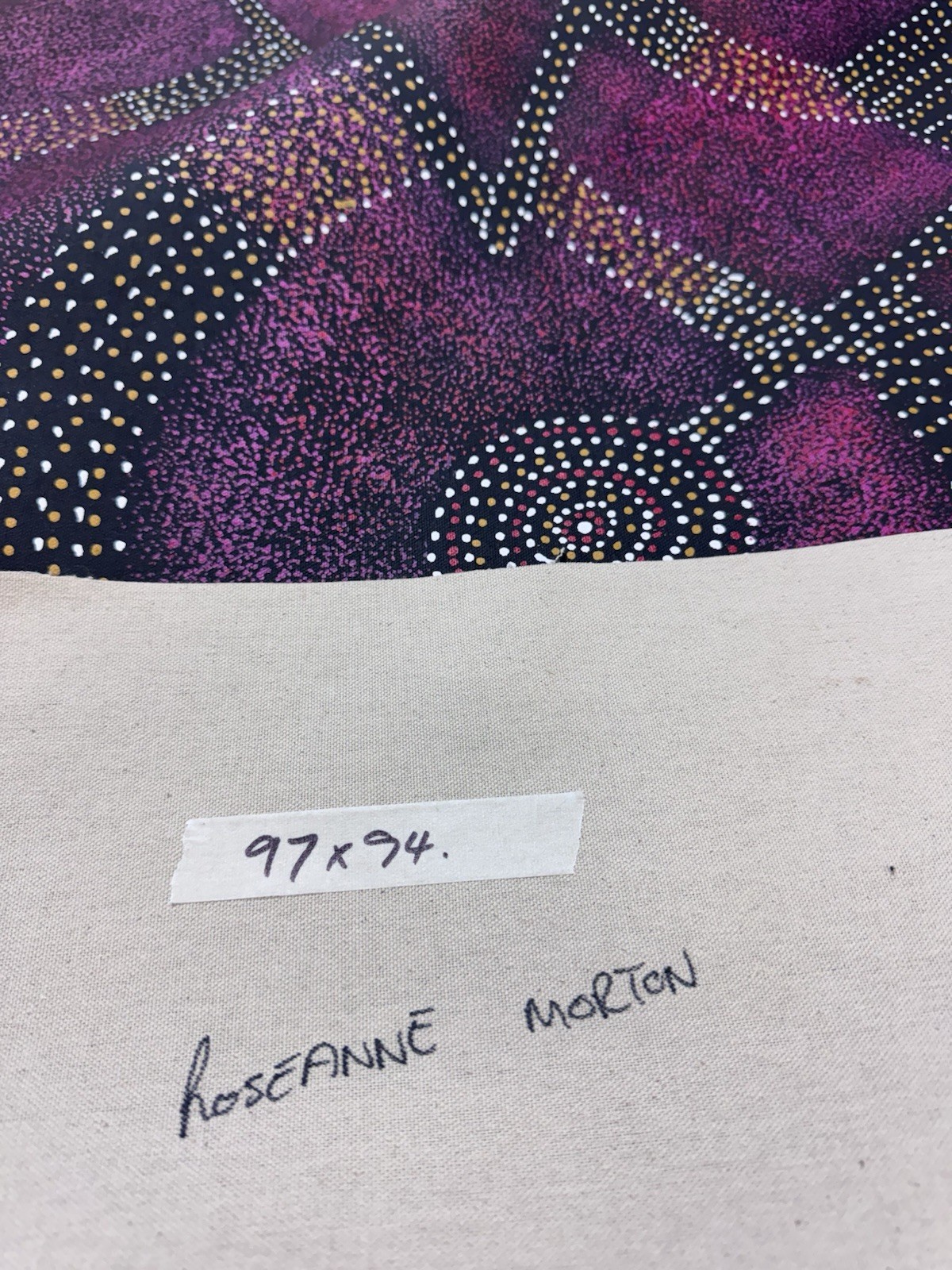 Roseanne Morton 💕Aboriginal Art 97cm X 94cm COA Supplied RM10M-2