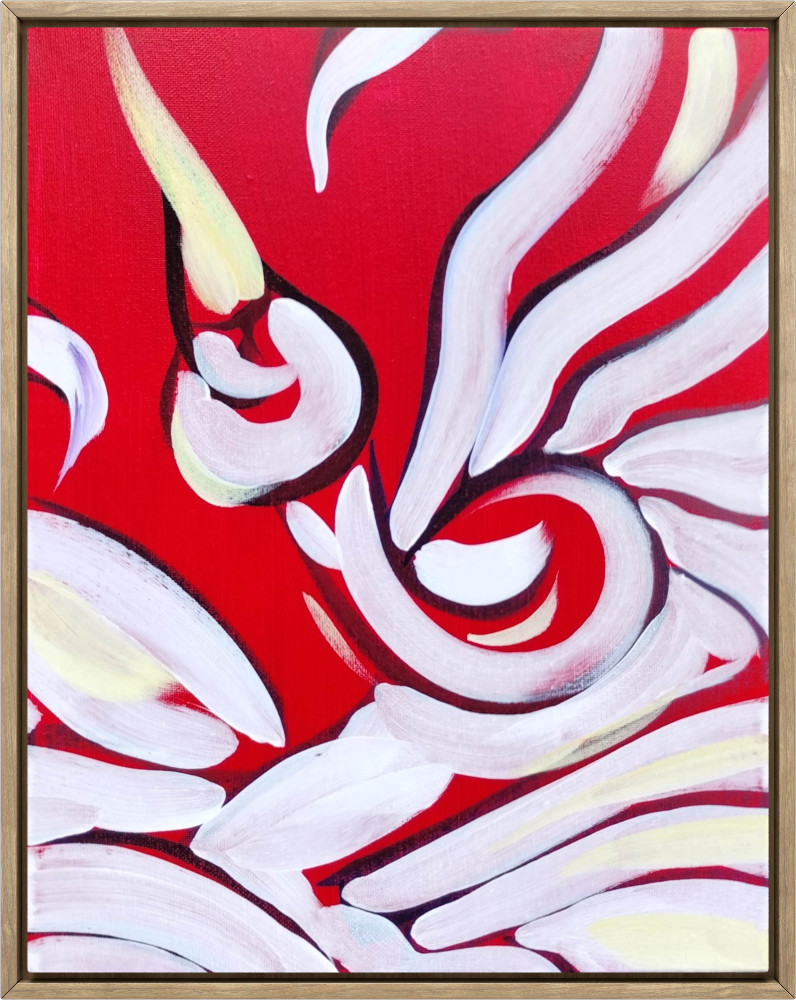 Expressionism 11×14 Birds Canvas Acrylic Painting Red Wall Art