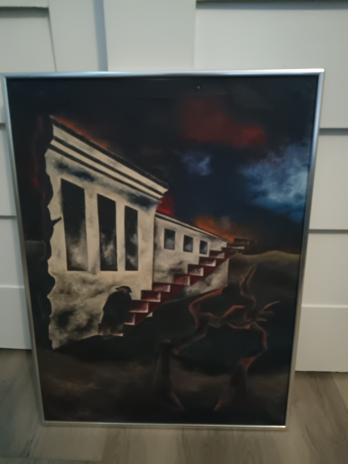 Original Acrylic Dark Modernist Painting On Canvas Framed