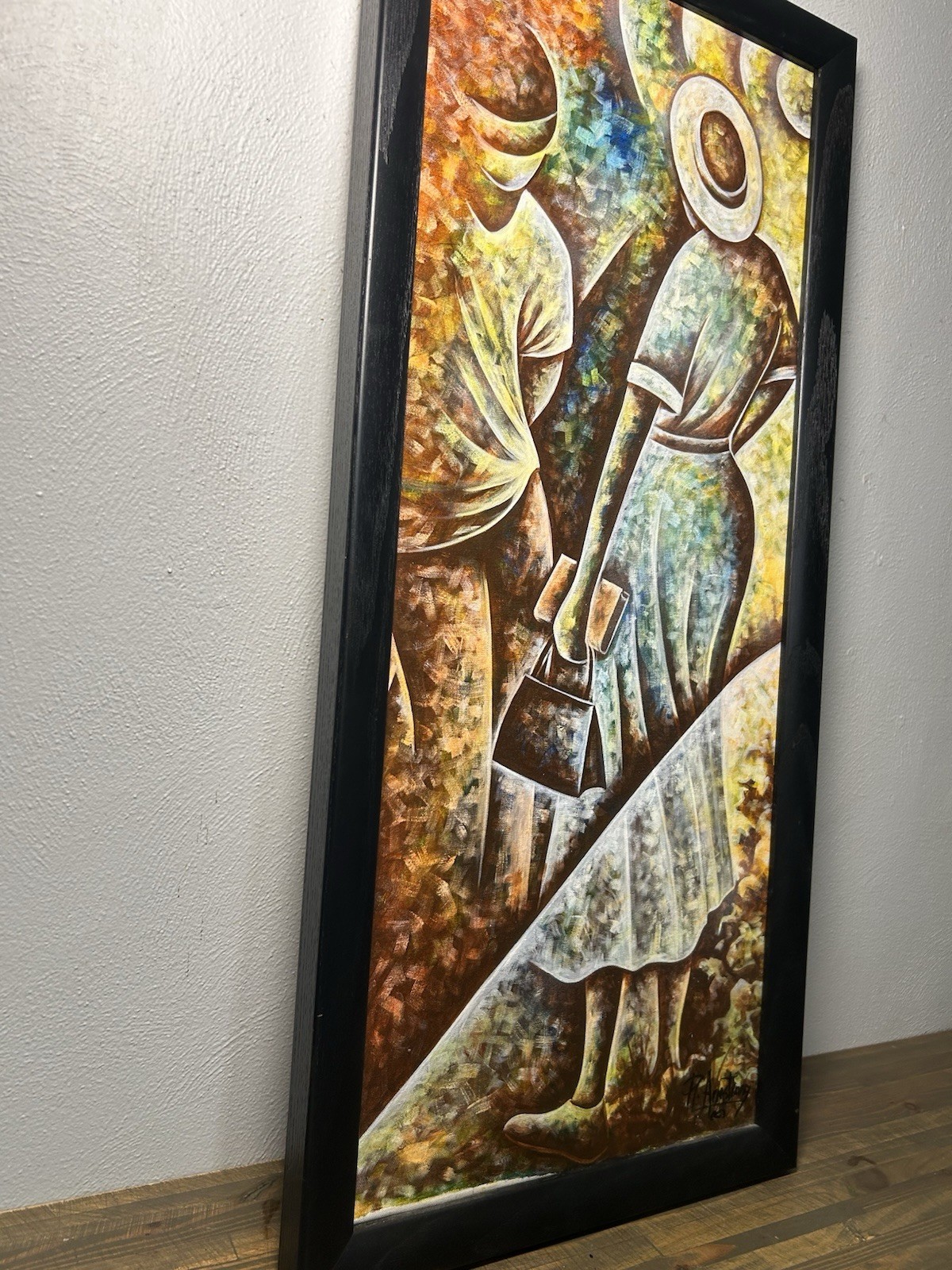 “yes Mama “ Original Painting By Robert Armstrong 15×36 Framed