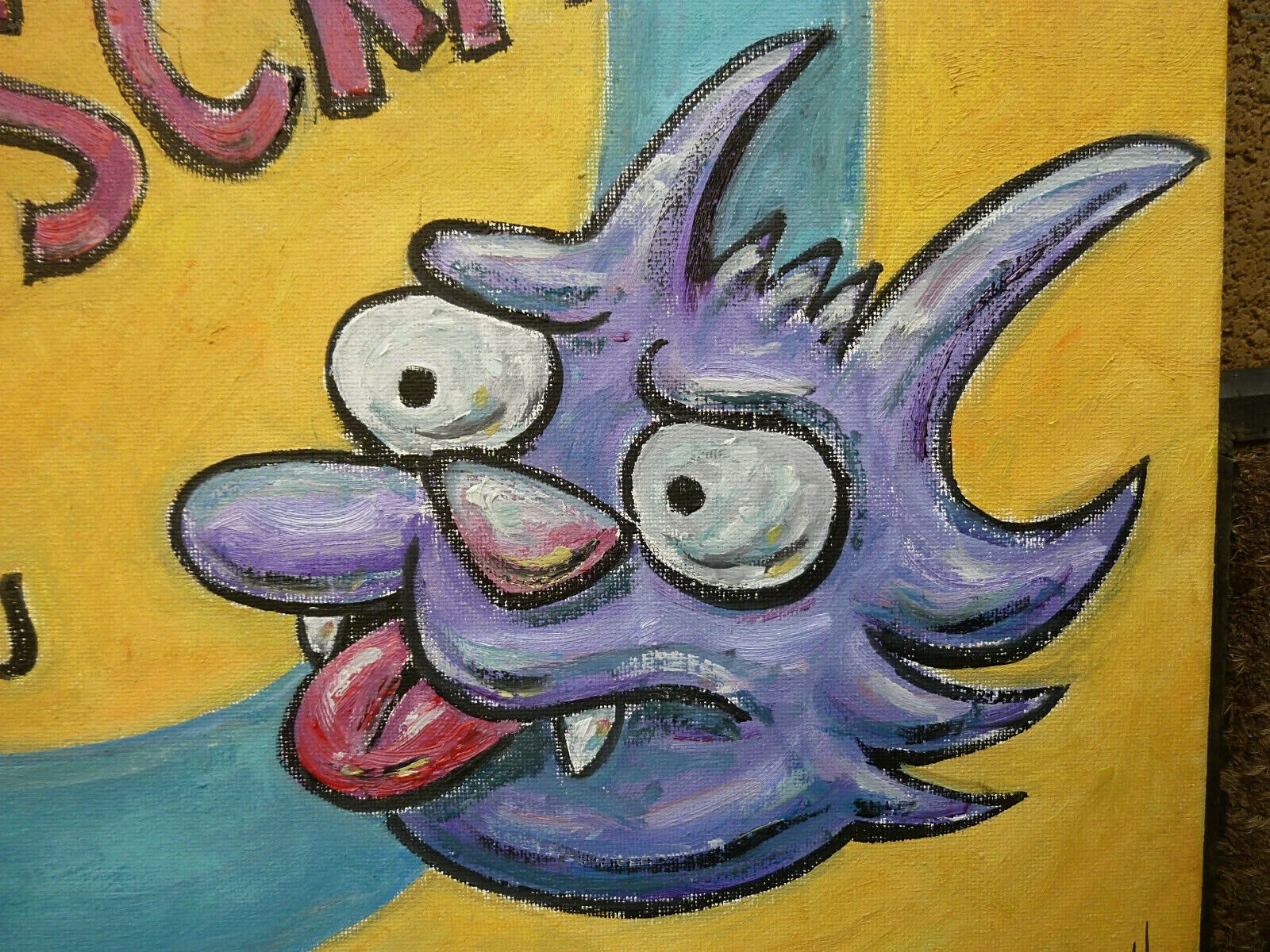 ITCHY & SCRATCHY Simpsons NEW original 16×20 canvas oil painting signed Crowell