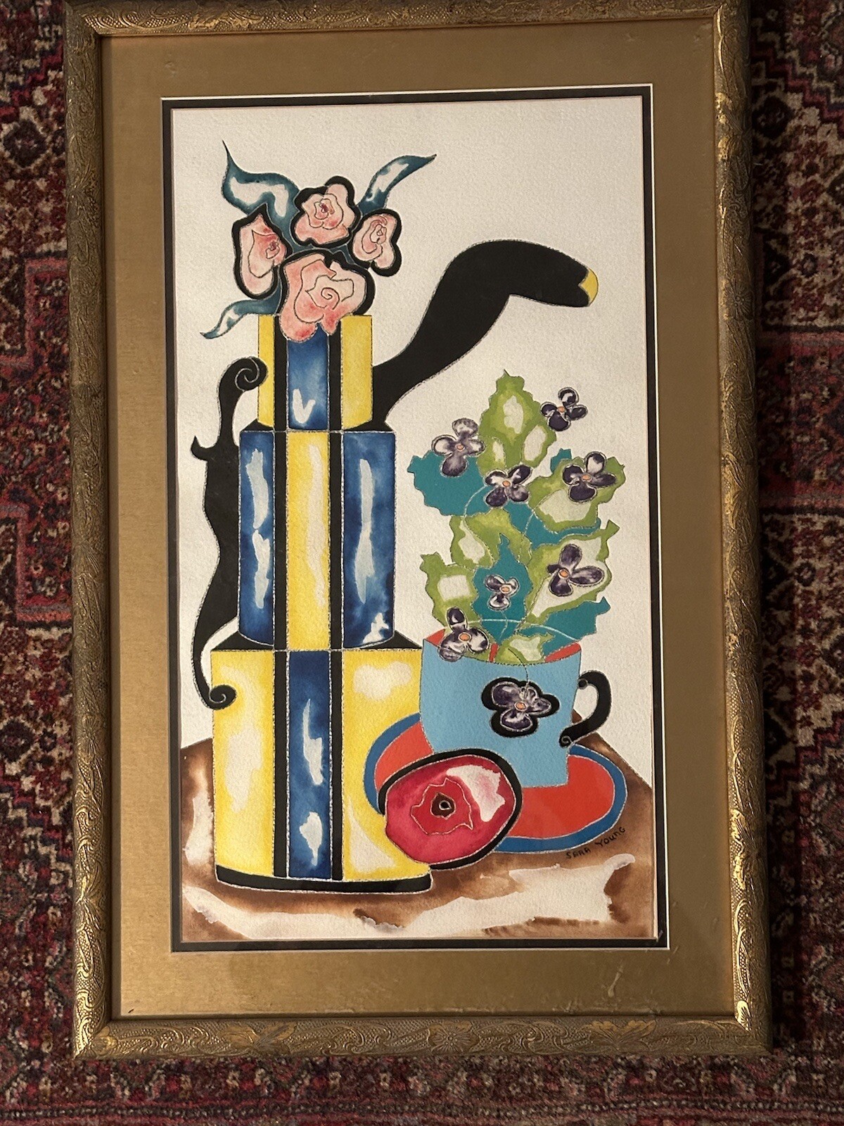 Sara Young Hollywood California Artist Early Painting Original Gilt Gold Frame