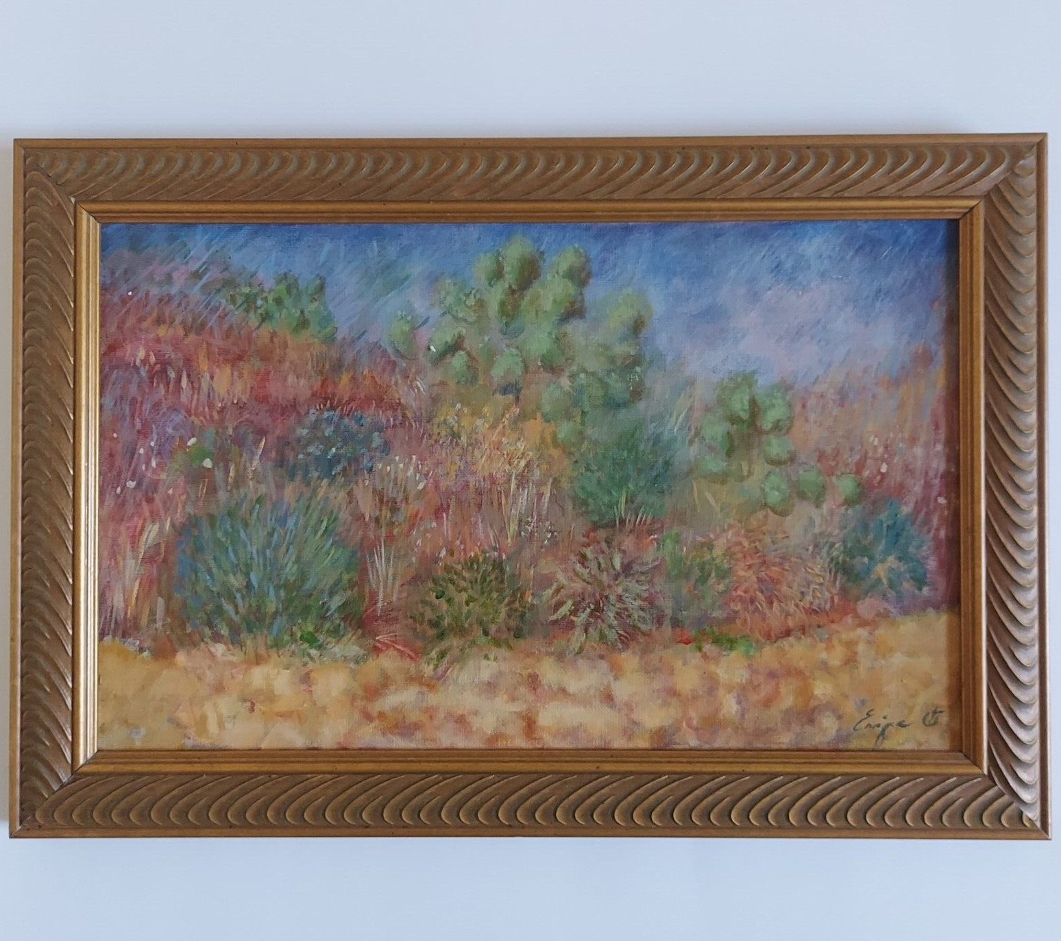 Oil Painting On Board Framed Signed By Artist Impressionist Style Landscape