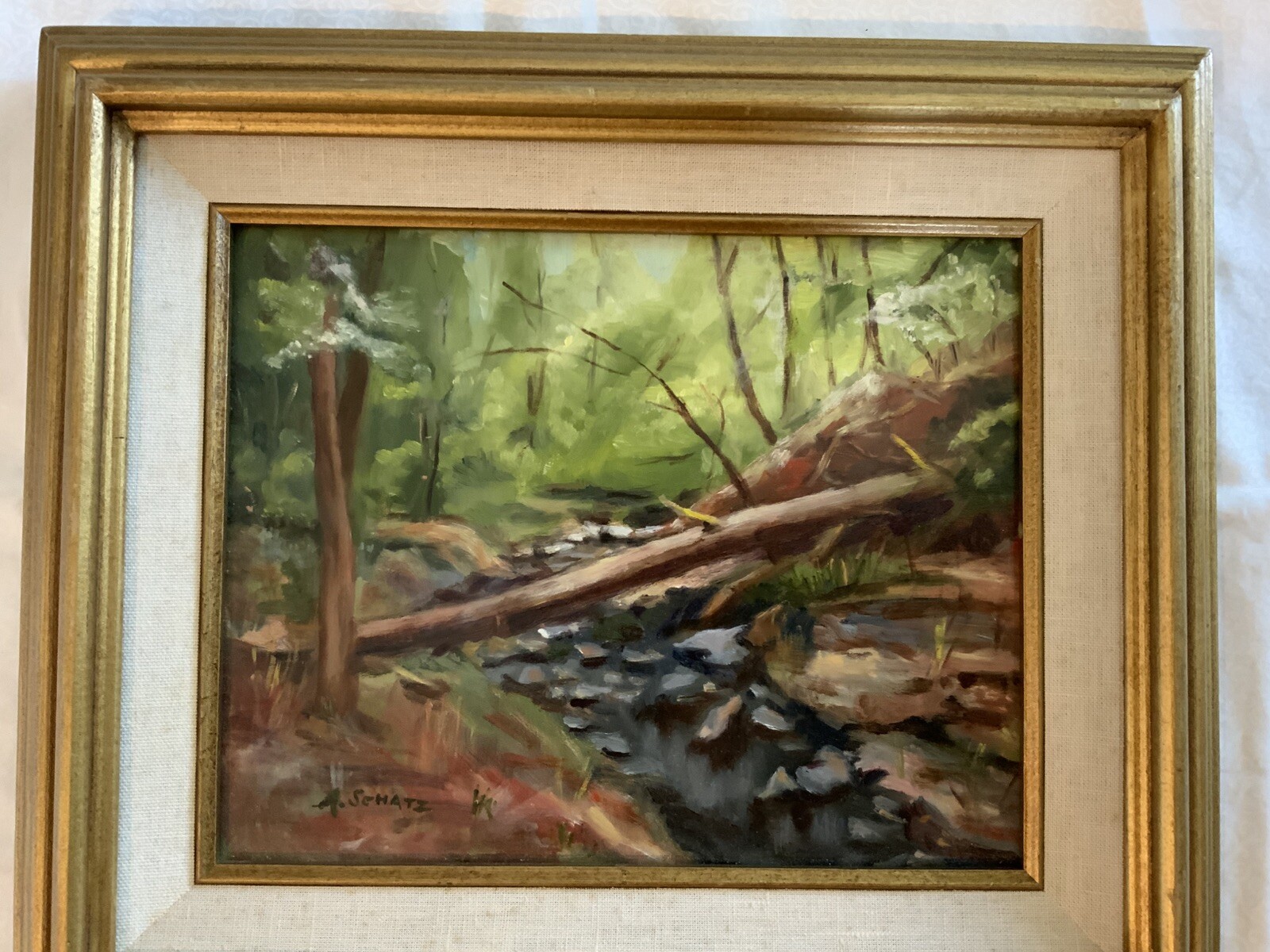 A Schatz Fallen Tree at Avalon Oil Painting 9.5” x 7.5”