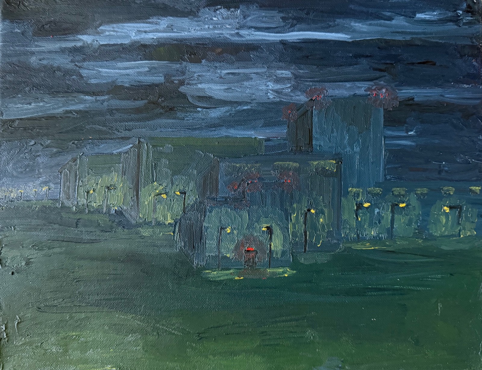 Contemporary Abstract Architectural Cityscape Textured Oil Painting Modern Art