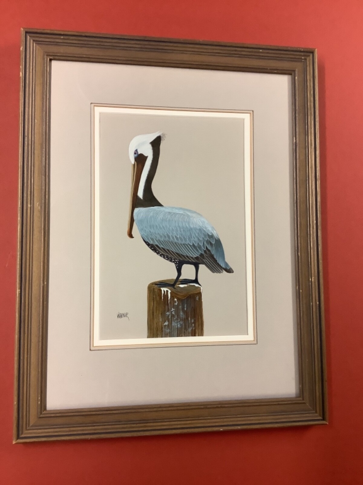 Lori Warner Watercolor Blue Pelican Warner Galllery Simsbury Connecticut