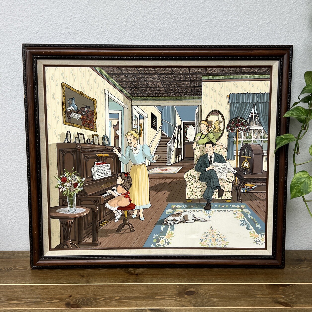 H. Hargrove Serigraph Art “The Piano Lesson” Framed, COA Number & Signed 28″x24″