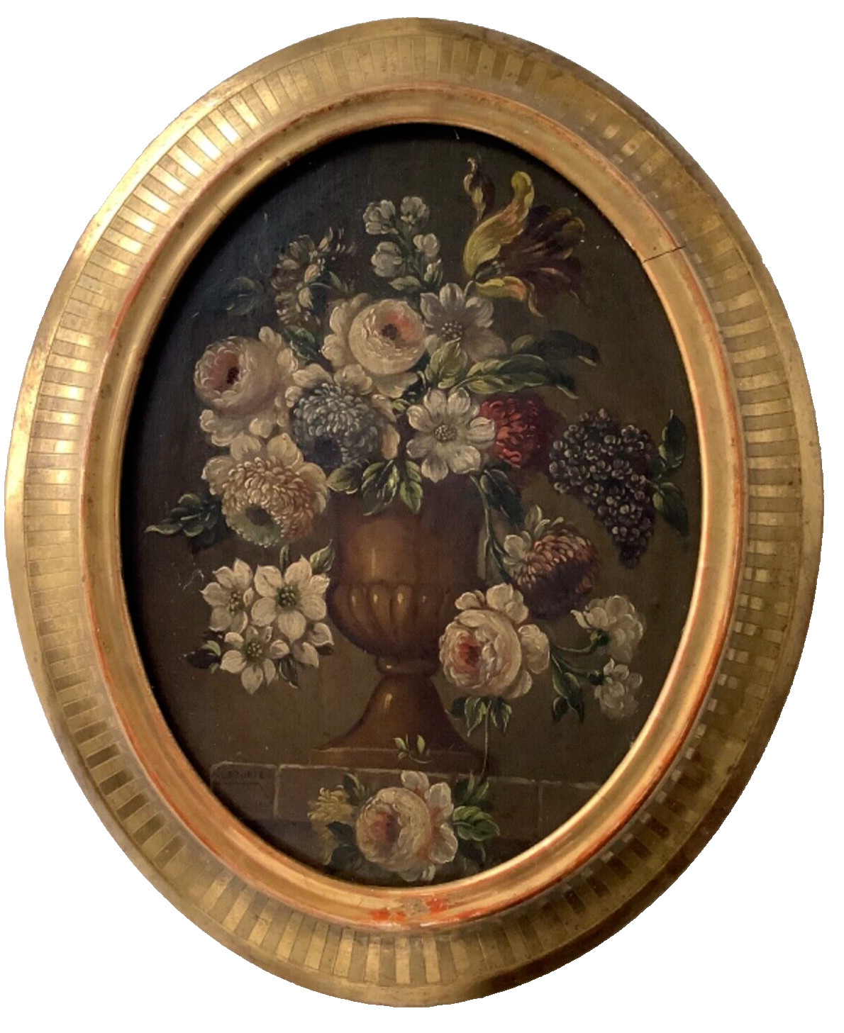 19th Century Baroque Still Life Bouquet Flowers Antique Oil Painting Signed 1870