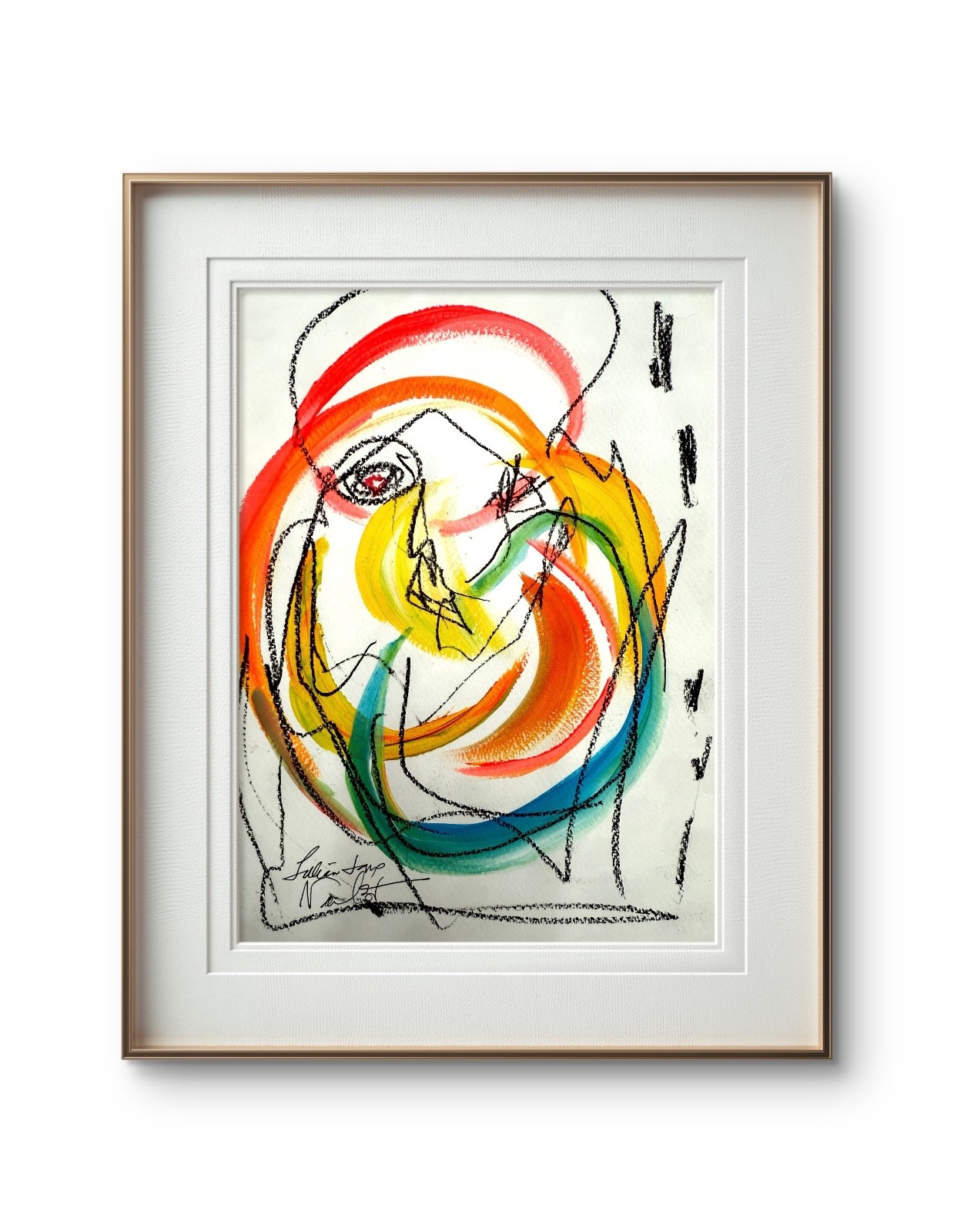 11″x14″ Modern Abstract Face on Paper Wall Art