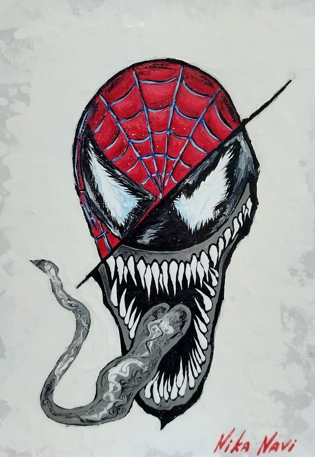 Venom Spider-man Painting Impasto Acrylic Oil Original Art