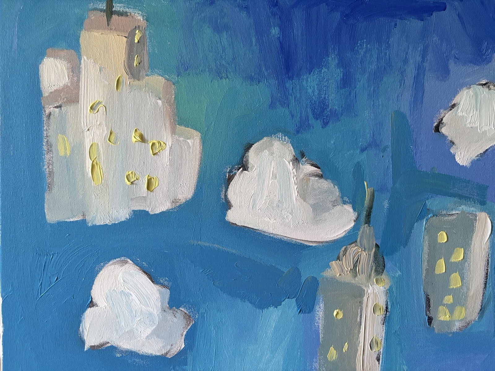Neo-Surrealist New York Sky Clouds Painting On Canvas 20”x24” Original Signed