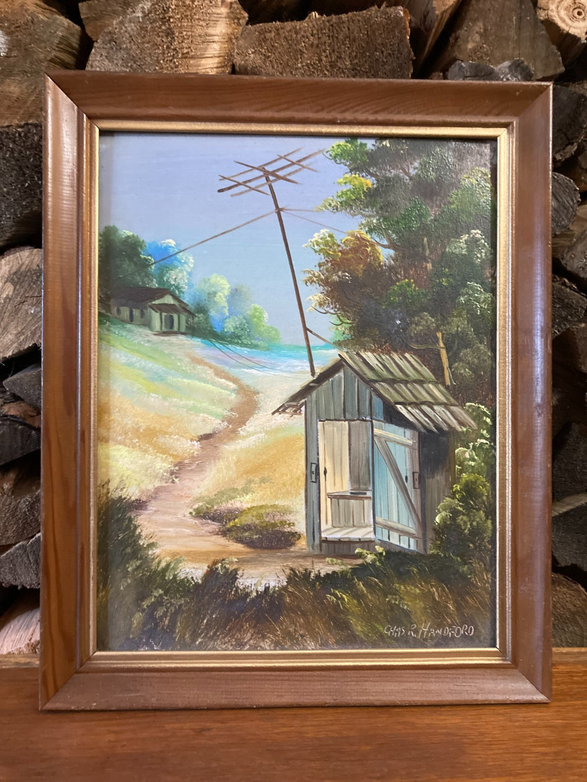 Vintage Charles Chas R. Handford Framed Louisiana Bayou Framed Original Painting