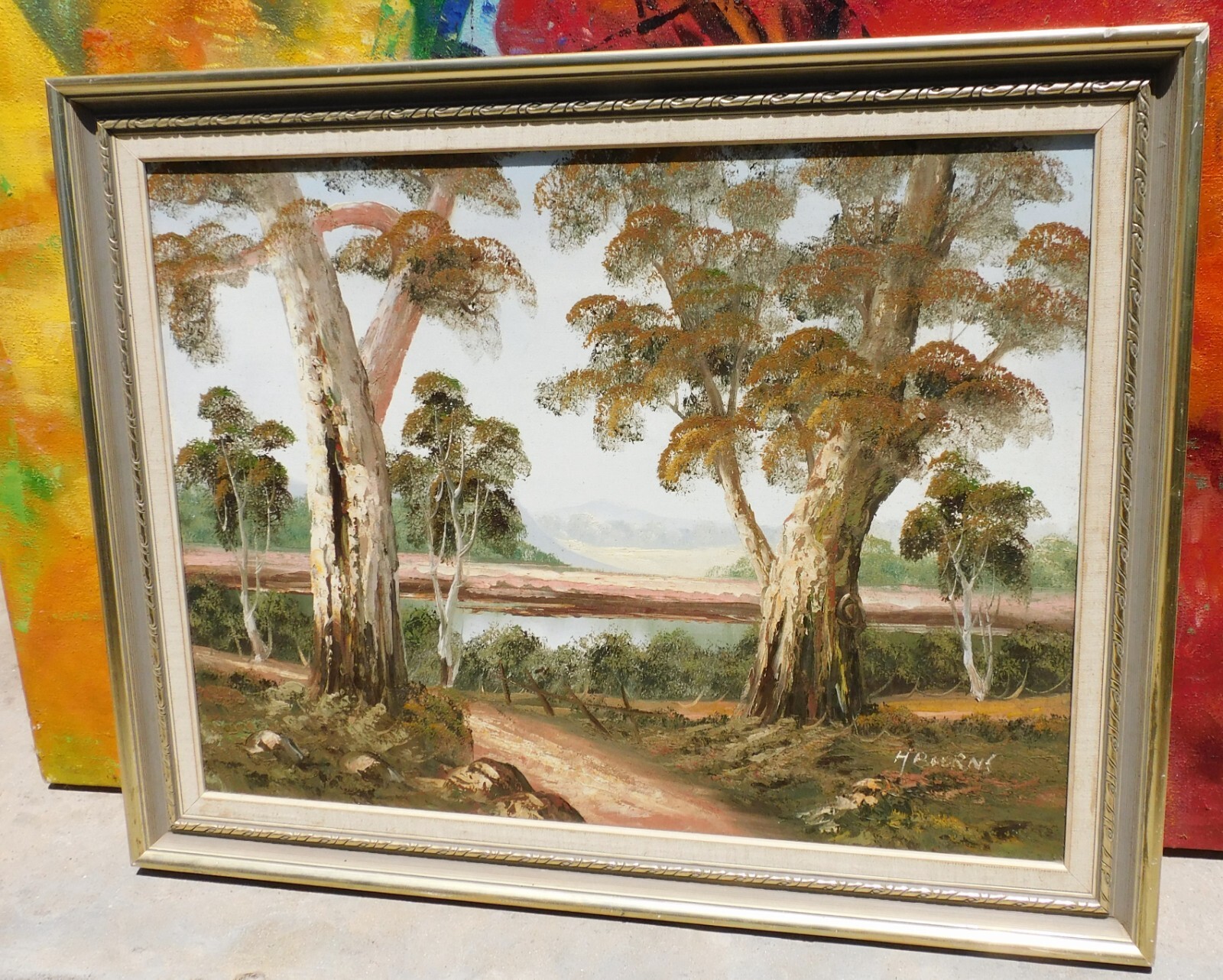 Vintage An Australian Oil On Board Signed by Artist H. Burns Painting