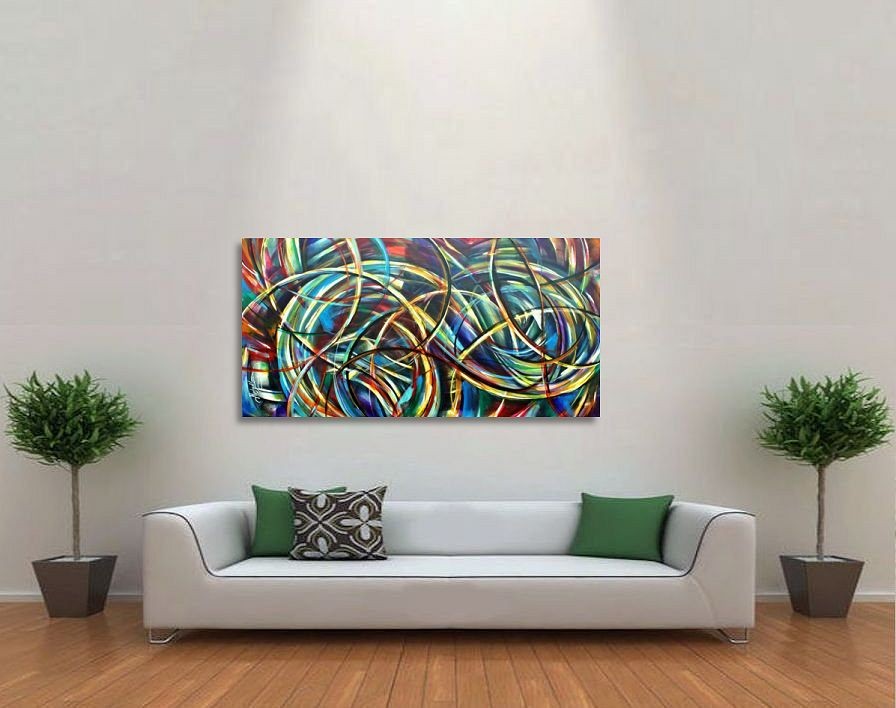 large original multi color abstract art painting contemporary interior modern
