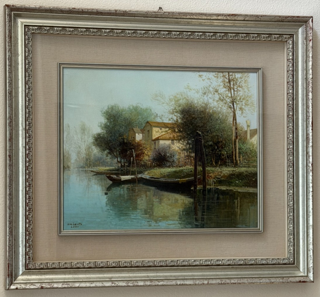 Vintage Original Italian Landscape Oil Painting Listed Artist Signed Framed Art