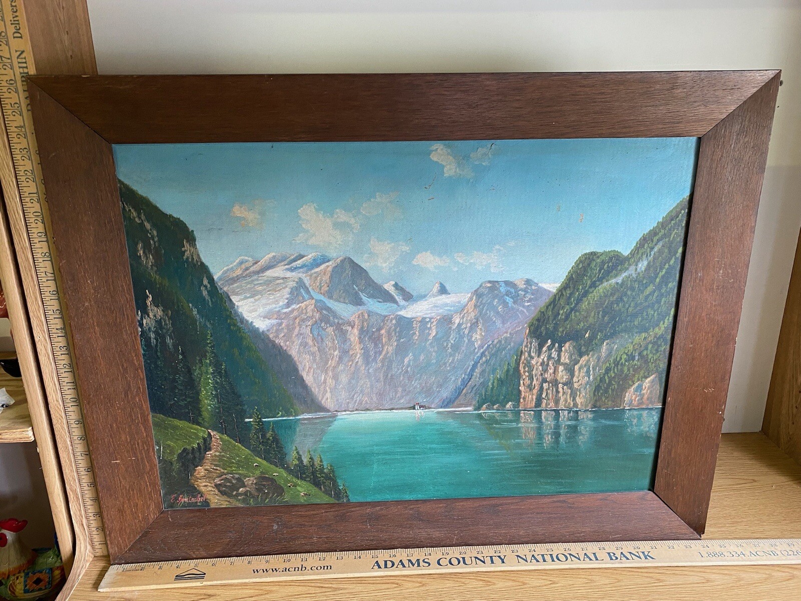 William E. HENTSCHEL “The Alps” Oil Painting On Masonite