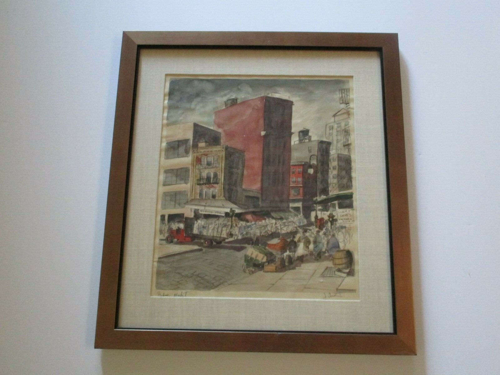 WPA ERA STYLE STREET SCENE URBAN LANDSCAPE CITY REGIONALISM OLD TRUCK TENEMENTS