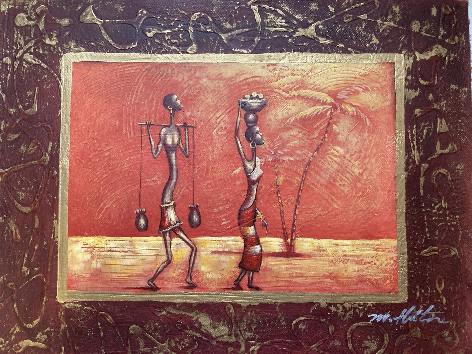 Original Oil Painting – Village Workers