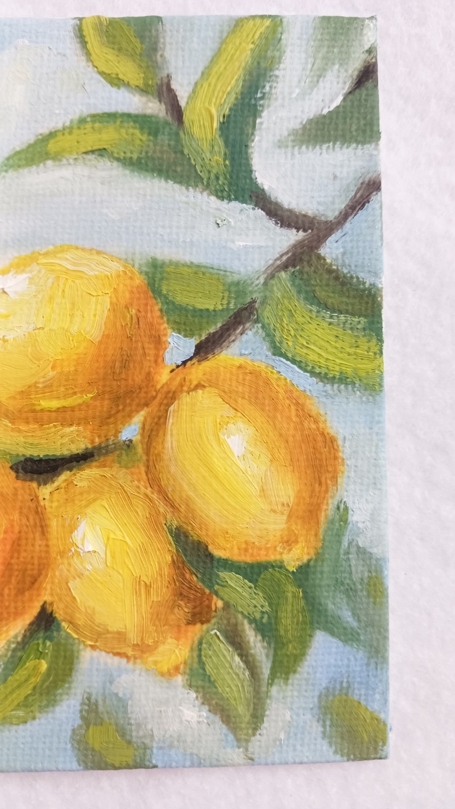 Lemons ORIGINAL Oil Painting Still Life Lemon Fruit Small Art 4″x4″