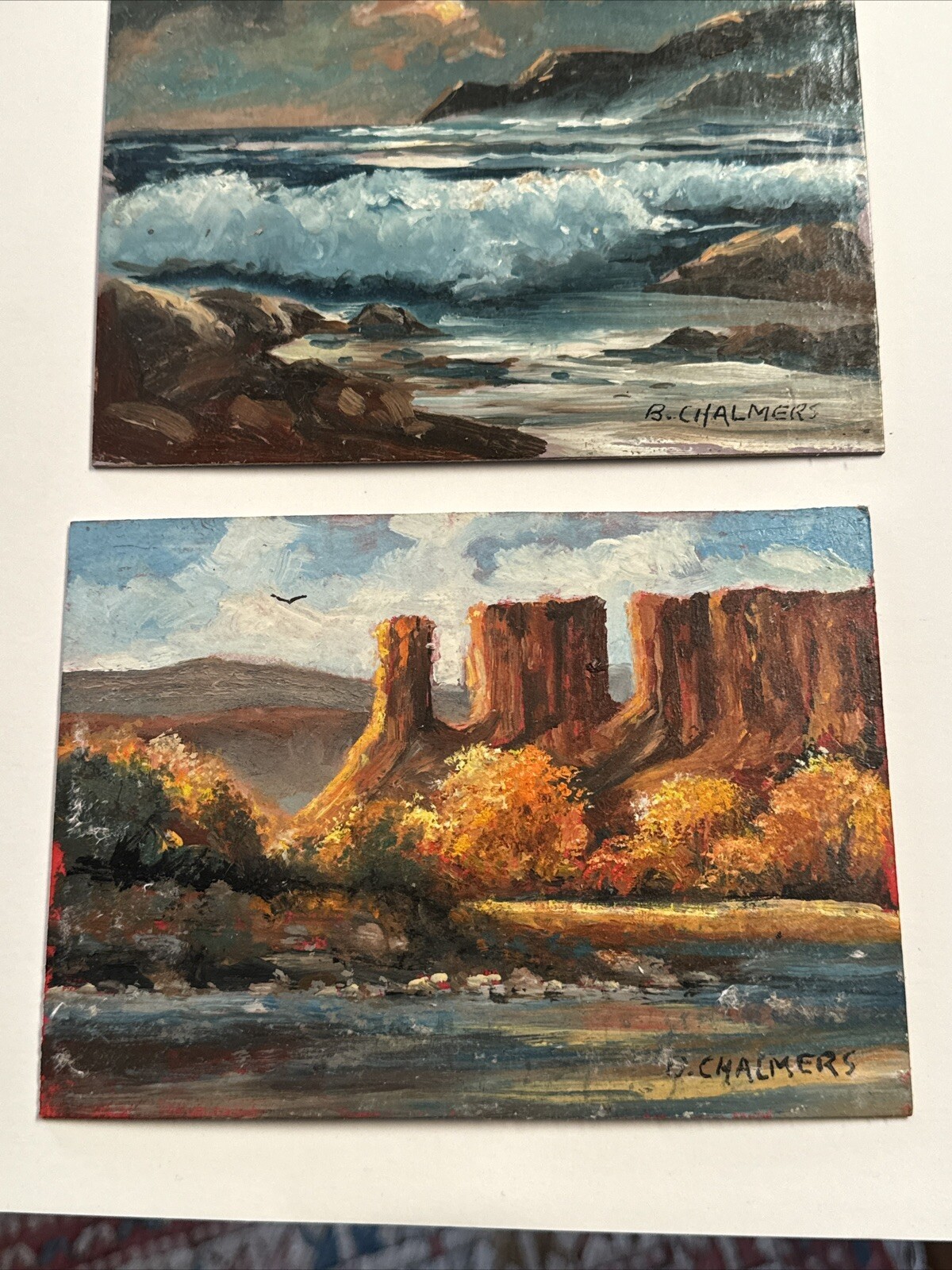 FINEST BURL CHALMERS PAINTING SMALL GEM LISTED AMERICAN desert coast LANDSCAPE