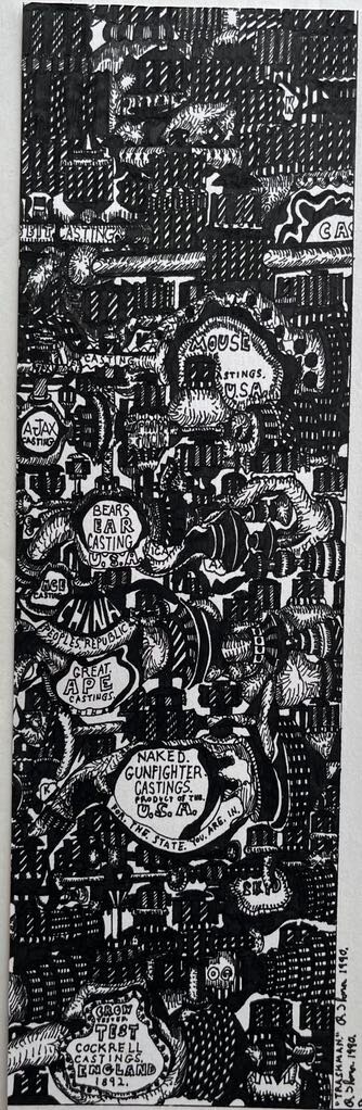 ROWAN THOMSON AUSTRALIAN INK ART «INNER CITY TRASHMAN» 1990