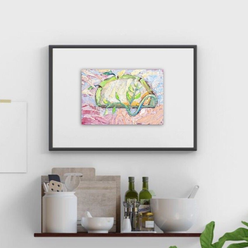 Bamboo Zen Oil Painting 15x10cm Plants Abstract Original Painting on Painting Board