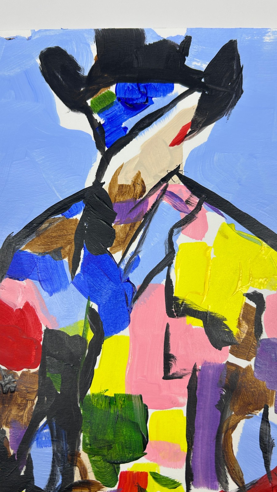 Abstract Cowboy Expressionist Wall Art STerling Original Paper Art 11×14