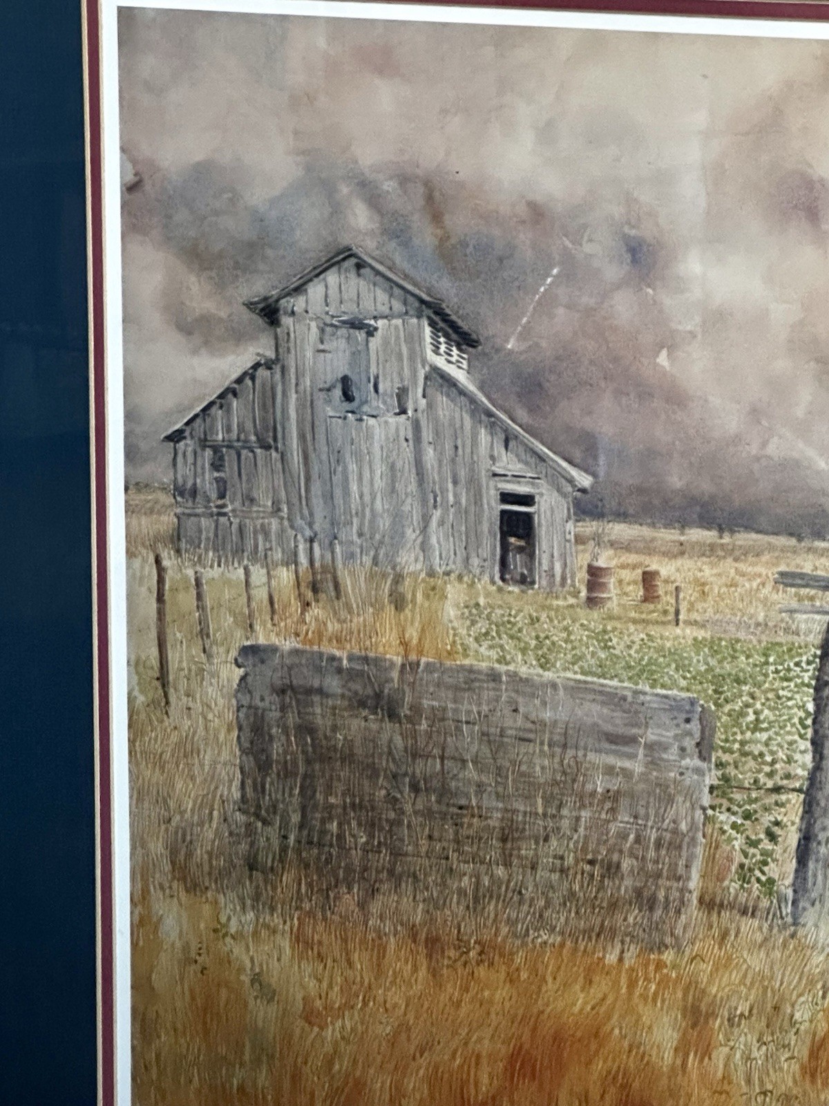 VTG Tunica Turnips Artist Signed Stephen Hudson Framed Watercolor Painting 35×29