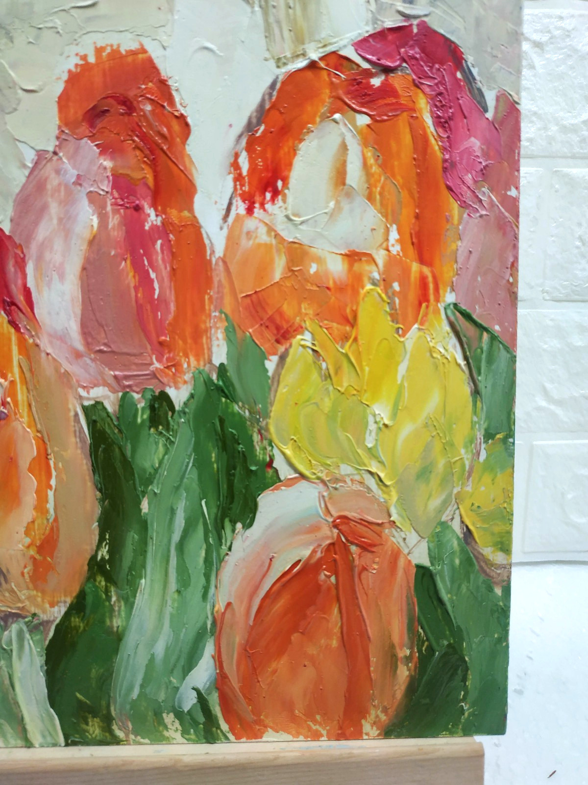 Original oil painting Tulips Bouquet Flower Still life Artwork Floral art 8.5x9O