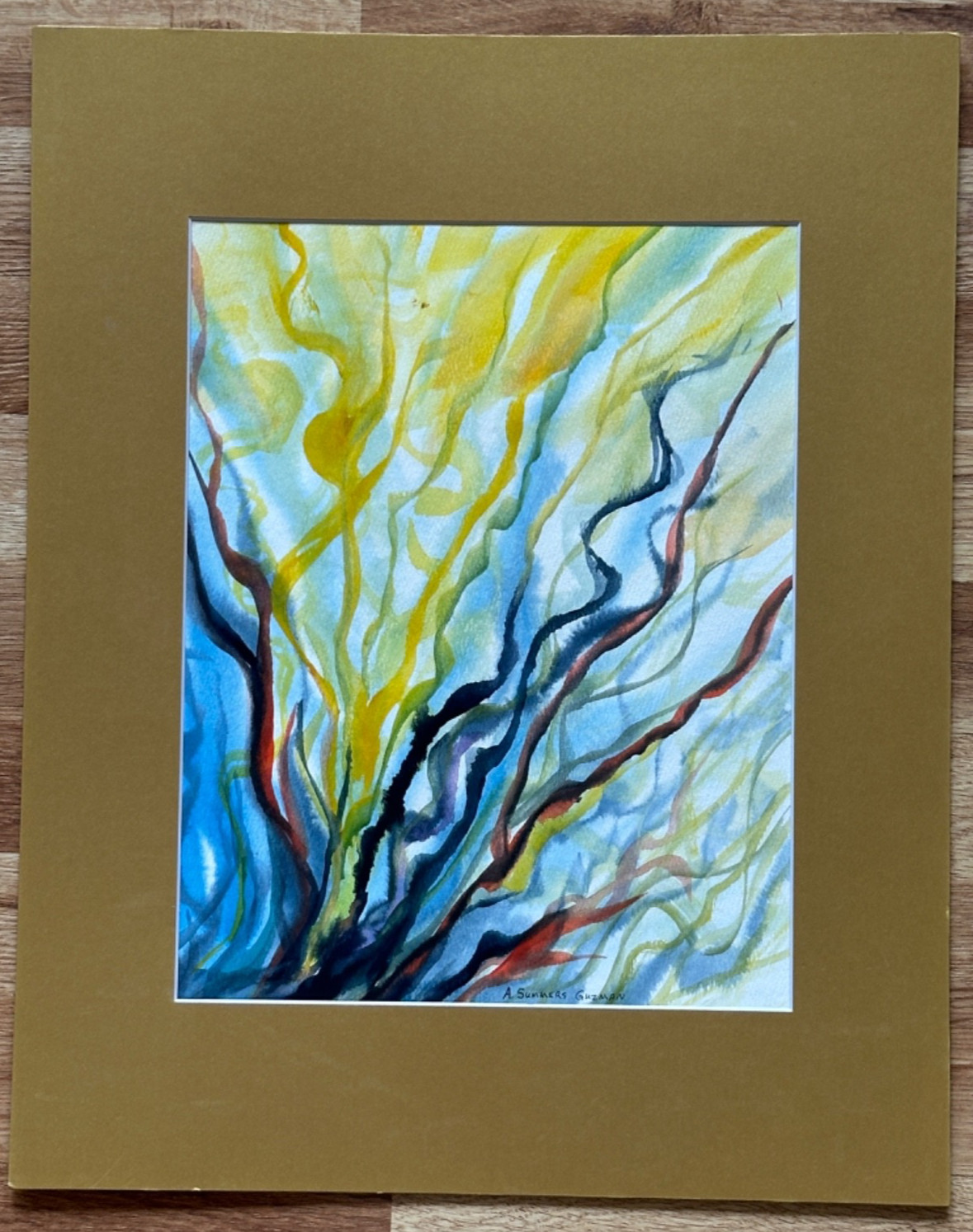 ALICE GUZMAN ORIGINAL WATERCOLOR PAINTING MATTED 20″ X 16″ NEW MEXICO 1980’S