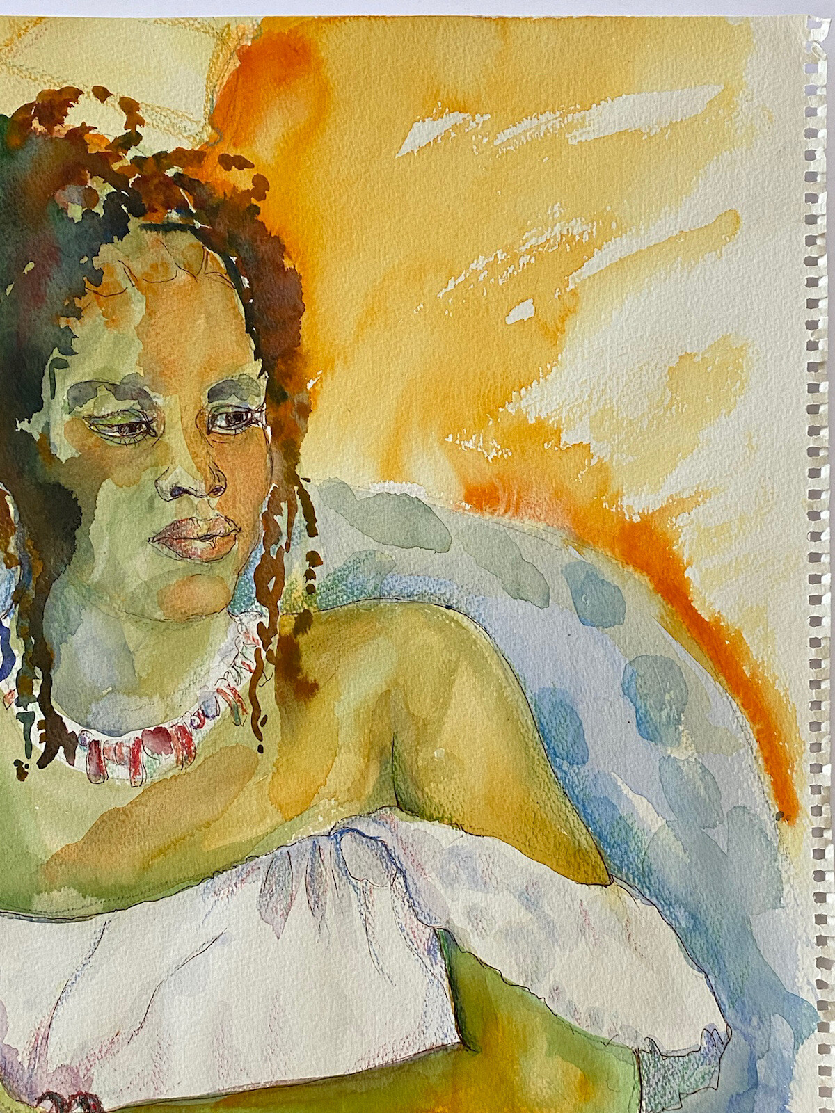 Pat Beck Ca Vintage Expressionism Modernism Study Black Female Portrait Painting