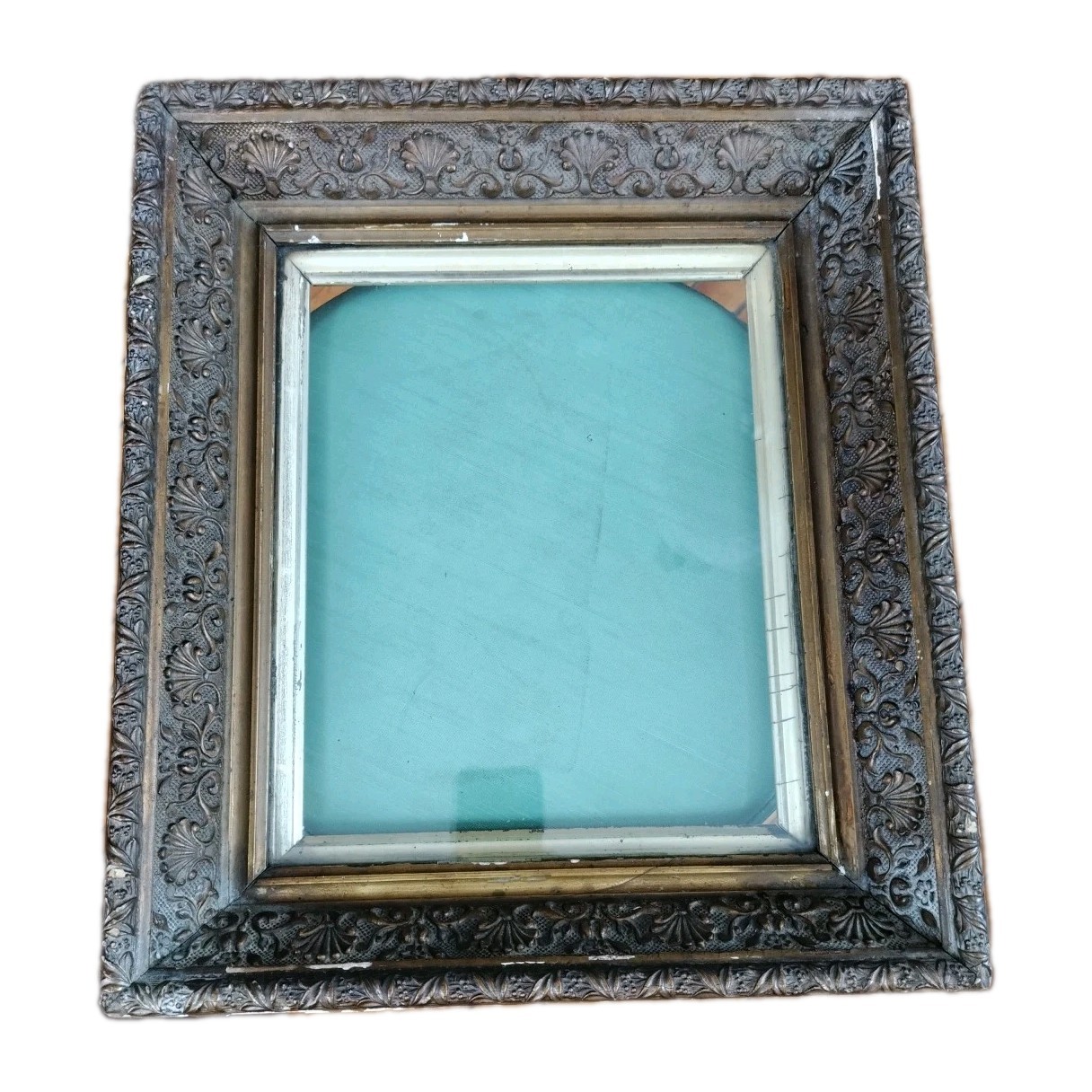 Antique Wood FRAME 19TH C Shell Fan 13.5 BY 15.5 INCH PAINTING PHOTO PRINT
