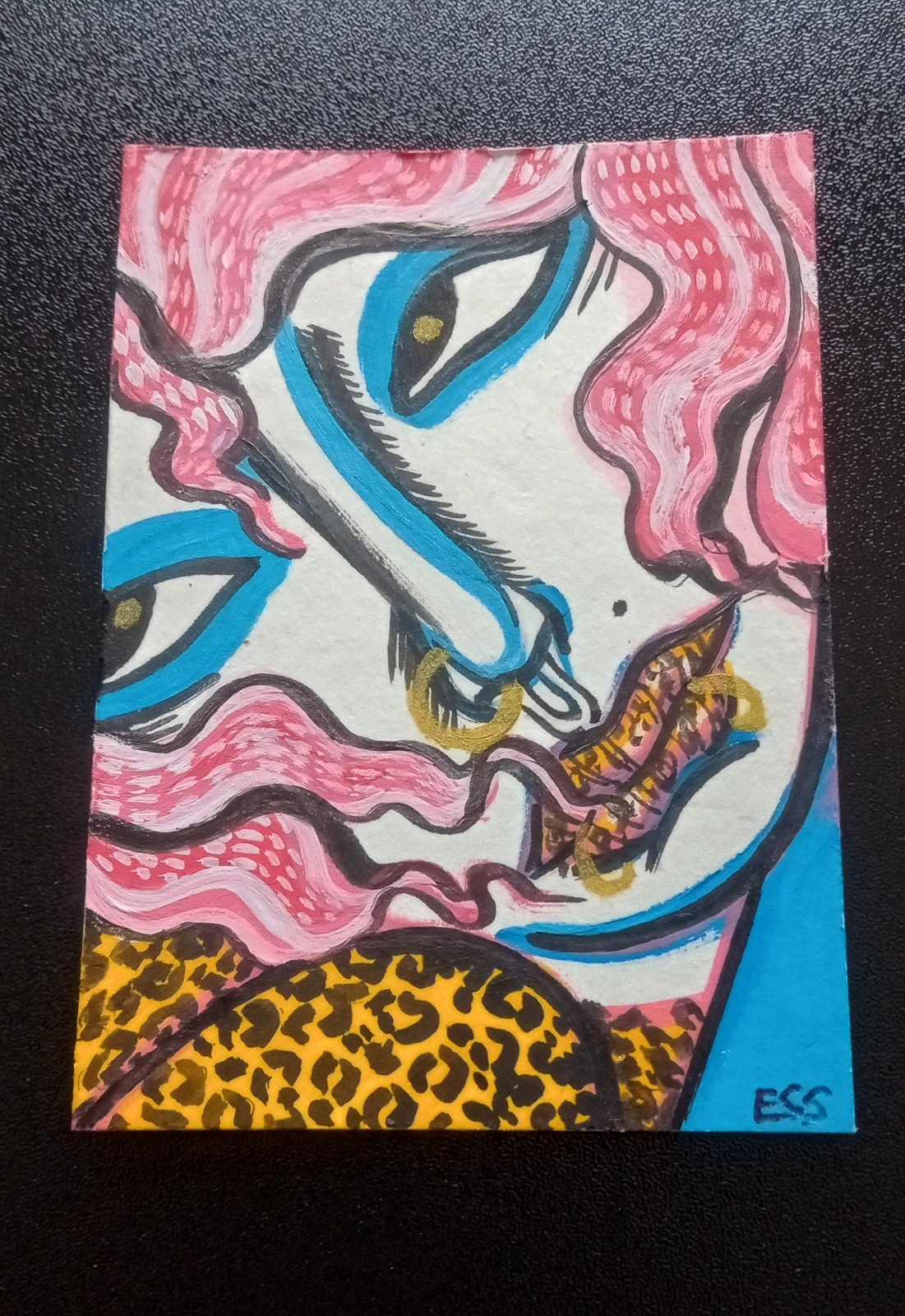Tiny Art Club Animal Print 🐆 Girl Art Card By ESS22, 3.5 x 2.5 in., Unframed