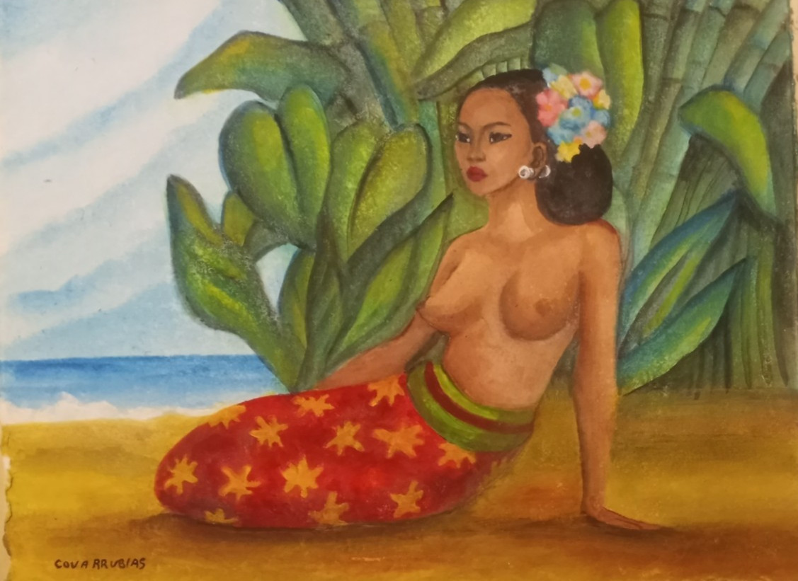 Miguel Covarrubias Original Painting «Bali Girl» COA / Provenance