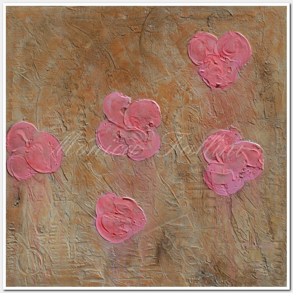 Pink Poppies painting 22 x 22 inch contemporary art by Monica Fallini