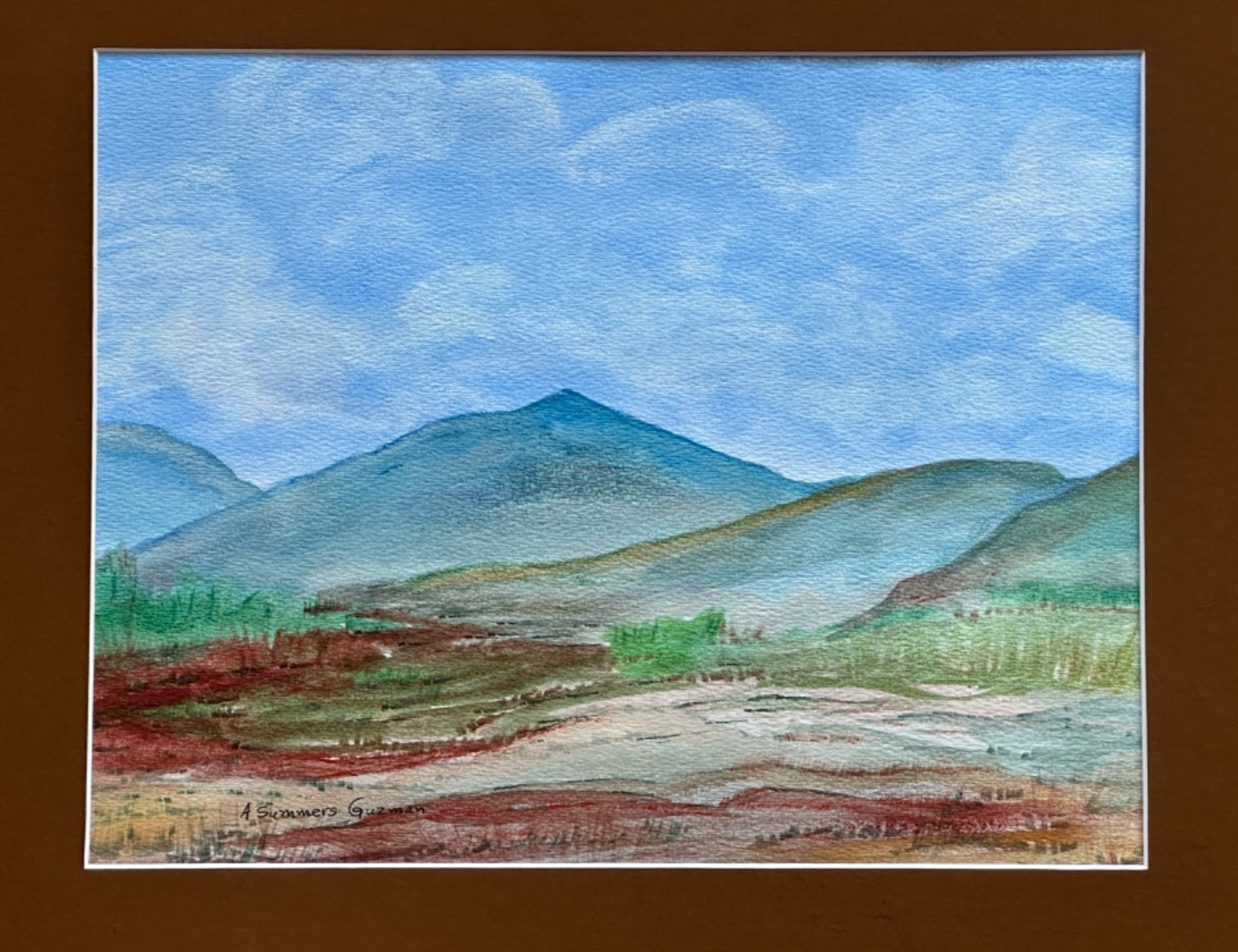 ALICE GUZMAN ORIGINAL WATERCOLOR PAINTING MATTED 16″ X 20″ NEW MEXICO 1980’S