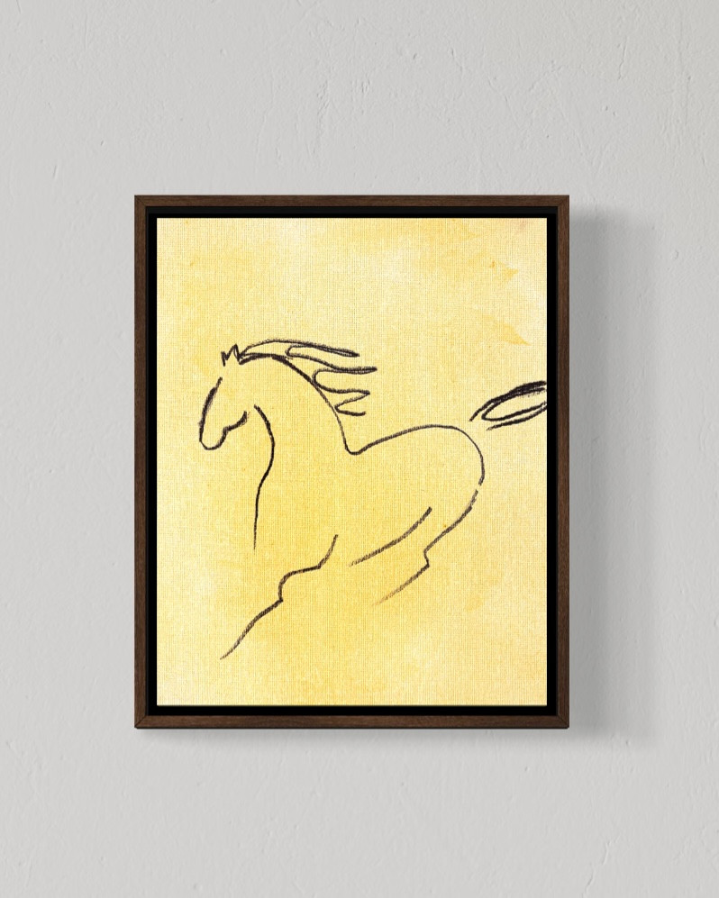 Horse In Motion 8×10 Canvas Abstract Minimalist Western Cowboy Line Original Art