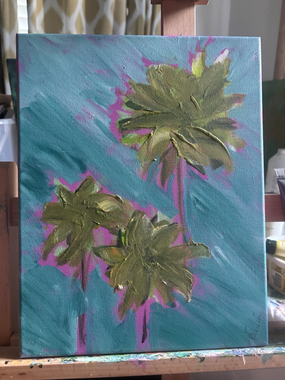 Palm Trees Seascape Impression 11×14 ABSTRACT IMPRESSIONISM Signed Original